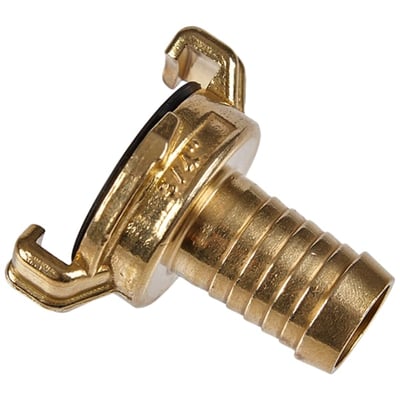 GEKA klokobling i messing med 1/2" slangestuds og 40 mm bendiameter, isoleret på hvid baggrund.