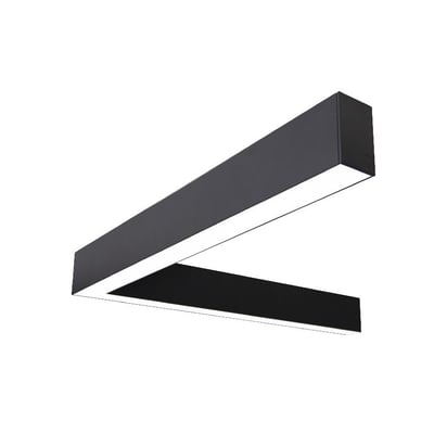 SG Armaturen Lineal hjørnearmatur i sort aluminium med integreret LED lys, 3000K, Dali-dæmpbar, 642 mm langt.