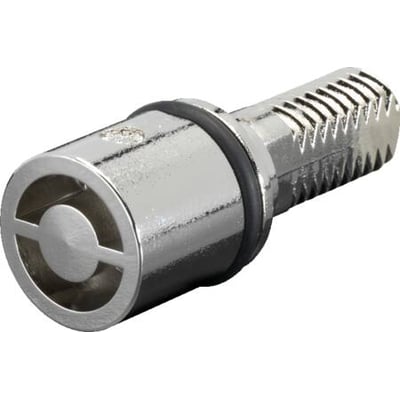 Rittal låseindsats SZ i kromfinish med en sort tætningsring og en tandet monteringsende.