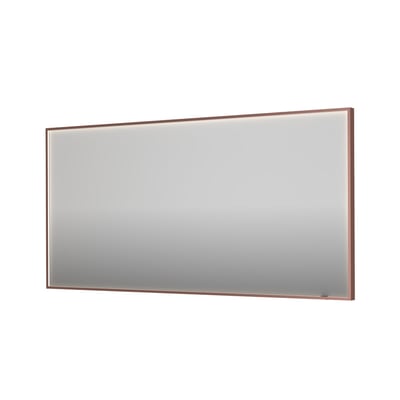 Sanibell INK SP19 rektangulært LED spejl, 160x80 cm, med en elegant børstet kobber aluramme og integreret lys.