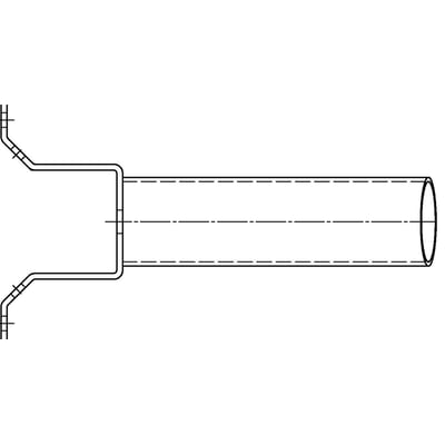 Teknisk tegning af vægarm til hjørne med 200 mm udlæg, vist i silhuet på hvid baggrund.