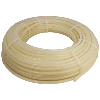 Wavin Pro5 PE-RT rør til gulvvarme, 20x2,3 mm og 240 meter lang, vist som en lys beige spole på hvid baggrund.