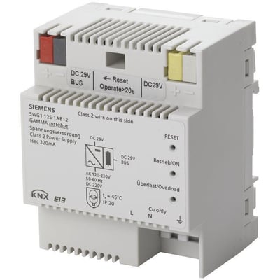 Siemens strømforsyning N 125/12, 29V DC, 320mA med tilslutningsmuligheder og mærkater.