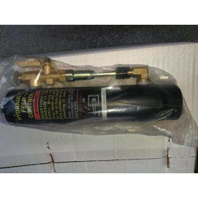 Scantool Cylinder 220/280 GSH hydraulisk fødekontrol med messingventiler og 190 mm længde, indpakket i klar plast.