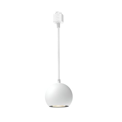 Hvid Philips EasyLink Colby-pendel med rund lampeskærm, flettet ledning og tilslutning til skinnesystem.