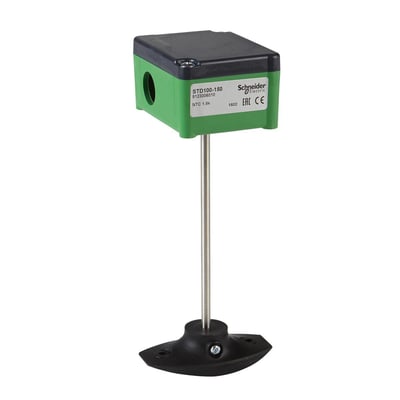 Schneider Electric STD500-150 kanalsensor til temperaturmåling med en 150 mm probe og monteringsflange.