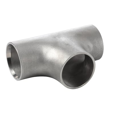 Svejset T-stykke i rustfrit stål med en udvendig diameter på 21,3 mm og stålkvalitet 4307/304L.