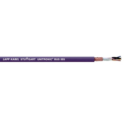 Lapp UNITRONIC BUS IBS kabel med 3x2x0,22 dimension, lilla yderkappe med tydelig tekstmærkning.