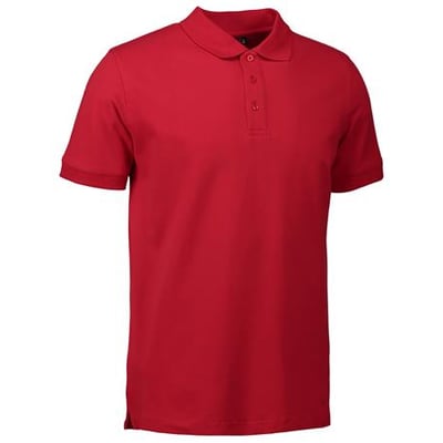 ID Identity polo shirt i rød, str. 4XL, lavet af piquékvalitet med stretch og tre tone-i-tone knapper.