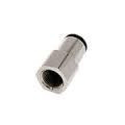 Legris enkelt union fra Parker, med Ø8 mm tilslutning og 1/4" indvendig gevind af forniklet messing.