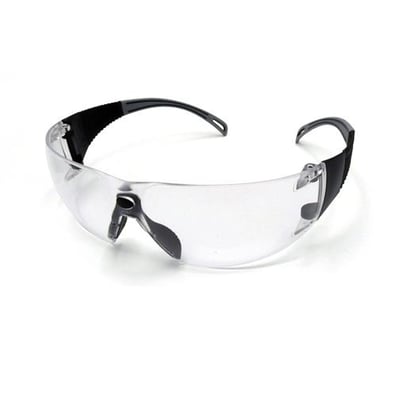 Activewear 4140 Flow sikkerhedsbrille med klar linse, sorte stænger og næsepuder, set skråt forfra.