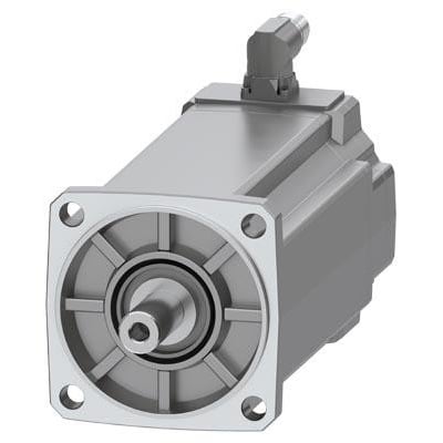 Siemens Simotics S-1FK2 HD servomotor med M0=8 Nm og en cylindrisk aksel D19x40 mm, set fra fronten med monteringshuller.