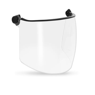 Kask klart polycarbonat visir til Kask hjelme, 22 cm langt visir med beslag til montering på hjelm.