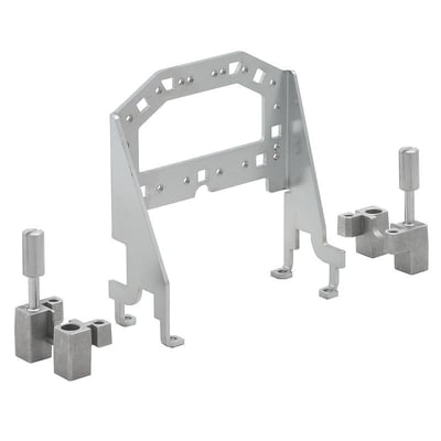 Weidmüllers galvaniserede grebspanel til industrielle konnektorer med perforeret ramme og løse fastgørelsesdele.