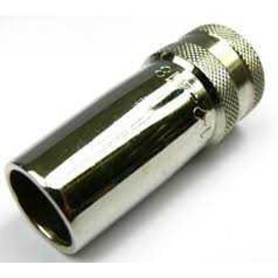 Dinse gasdyse DIX 1-2-418 med 18 mm diameter, lavet af blankt metal med et riflet greb øverst.