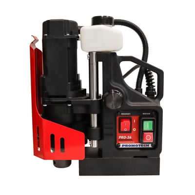 Scantool Compact 36 magnetboremaskine med 920W motor og 230V tilslutning, fremviser rød metalafskærmning.