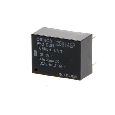 Omron E53-C3N udgangsenhed med 4-20mA output og 600 Ohm belastning, fremstillet i Japan.