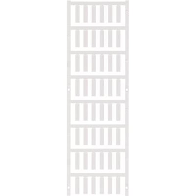 Weidmüller SlimFix ledningsmærker, hvide, vist på en række af individuelle mærker, ideel til mærkning af kabler.