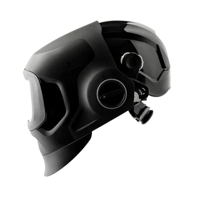 3M Speedglas G5-03 Pro svejsehjelm og sikkerhedshjelm i sort og grå, set skråt fra siden.