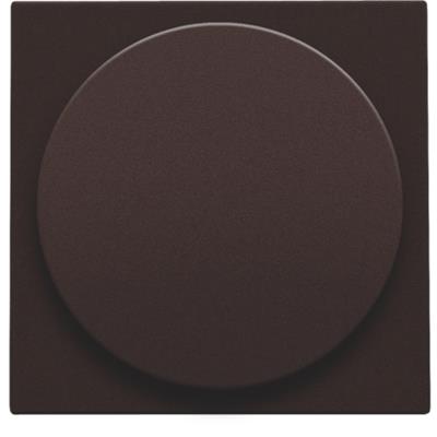 Niko afbryderdæksel til lysdæmper med drejepotentiometer i mørkebrun farve, kvadratisk med rund front.