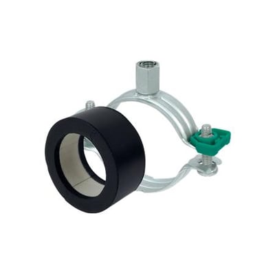 Walraven Bisofix E19 og bifix G2 rørholder til 17,2-18,0 mm med sort ring, sølvfarvet bøjle og grøn låsedel.