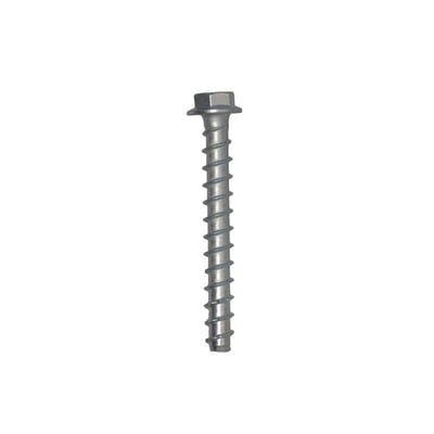 Expandet Multi-M betonbolt, 7,5 x 50mm, viser bolten lodret med det elgalvaniserede gevind og sekskantede hoved.
