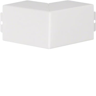 Hager LF udvendigt hjørne i hvid RAL 9016, 60x57 mm, set forfra med de to vinklede sider.