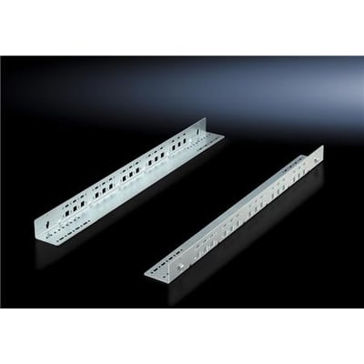 Rittal VX IT glideskinne til tung last i metal, 325 mm lang og 2 HE høj med mange monteringshuller.