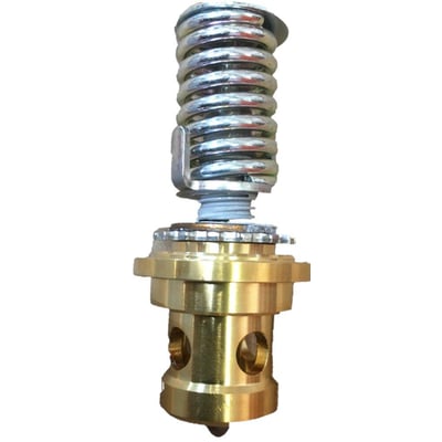 Danfoss dyse 3 til TE5-ekspansionsventil med synlig fjeder og cylindrisk indsats i guldfarvet metal.