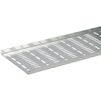 Detaljebillede af Wibe Kabelplade W4 250, der viser perforeringen i det rustfri 316 stål samt bredden på 250 mm.