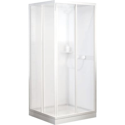Contura Shower Ifö Next NKH 97 VS brusekabineoverdel, firkantet med hvide profiler og skydedøre, 90 x 70 cm.