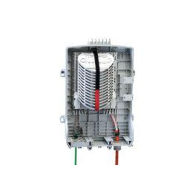 CommScope BUDI-M splidseboks IP55 åben, viser indre kabelstyring og 36 UMS kapacitet på hvid baggrund.