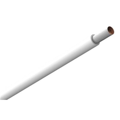 Amokabel Texiline HF90 FT monteringsledning på 16 mm² i hvid, med den flertrådede leder synlig i enden.