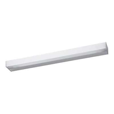 Detaljeret billede af Ifö Option lysarmatur LR 60, hvid, viser den brede lysspredning fra det delvist afmonterede aluminiumsblænddæksel.