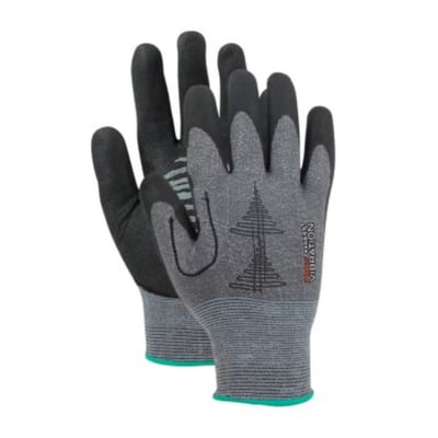 Vibrationshandske Transient Vibration i str. 9, grå med sort nitrilbelægning og et mønster i håndfladen for godt greb.