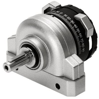 Festo DSR-16-180-P semi-rotationsaktuator med 16mm stempel og 180 graders drejevinkel, viser skaleret indikator.