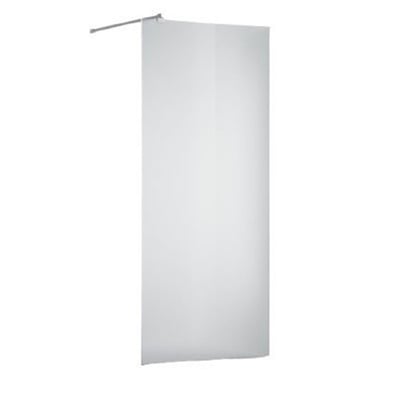 INR ARC 20 FRAME brusevæg med frostet glas, set let skråt med den øverste støttearm synlig.