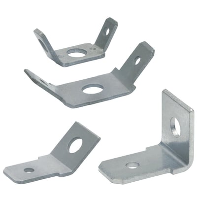 Klauke uisolerede spadesko, 45 graders vinkel, galvaniseret fortinnet messing DIN 46342 del 1, vist i flere vinkler på hvid baggrund.