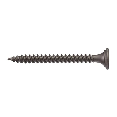 FIXX gipsskrue i sort fosfateret stål, 3,9 x 75 mm, vist fra siden med gevind og trompethoved.