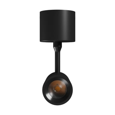 SpectrumLED SPOT M 10 W væglampe med cylindrisk lampehoved og rund spotfront, vist i sort finish.