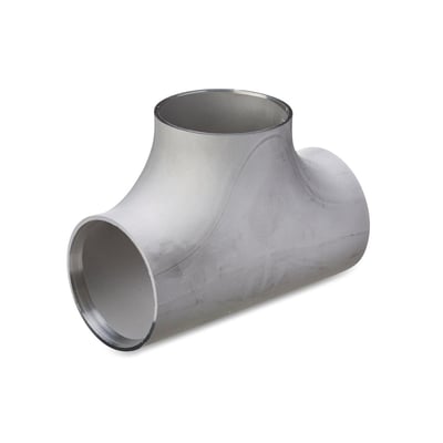 Rustfri T-stykke presset til rør med dimensioner 206,0x206,0x3,0 mm, egnet til svejsefittings efter EN 10253-3/4.