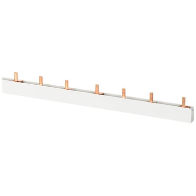 Siemens SENTRON 3-faset PIN samleskinne med 10 mm² tværsnit og 58 MW kapacitet i hvid isolering.