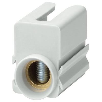 Siemens 35 mm² tilslutningsklemme, grå, med messinggevind til 5SY60 miniatureafbryder, vist på hvid baggrund.