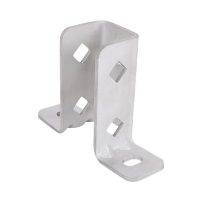 Walraven Rapidstrut T-bundplade i rustfrit stål A4, 21x41, set skråt forfra med slidsede huller.