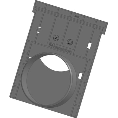 Grå NID endevæg 160 x 150 mm med 110 mm studs, med logo og produktionsinfo trykt på overfladen.