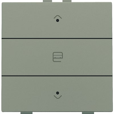 Niko motortryk i bronze med LED-indikator og symboler for op, stop og ned på en ensfarvet baggrund.