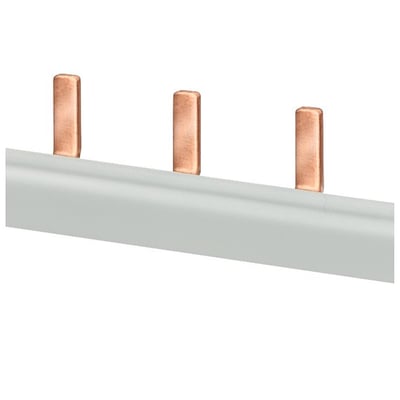 Siemens 1-faset stiftskinne med 10 mm² tværsnit og 13 kobberben med grå isolering.