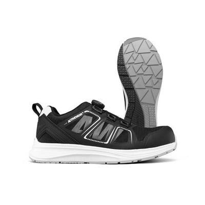 Sort Activewear Squat 7422 sikkerhedssko i størrelse 41 set fra siden med sålens mønster synligt.