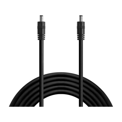 Sort Sandberg DC to DC-kabel med stik 5521 og 5525, 3 meter og 100 W, vist oprullet med begge stik synlige.