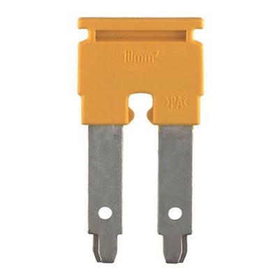 Weidmüller ZQV 35/2 laskeklemme, 2-polet, gul, med 10mm² angivelse og fjederterminal, isoleret PA-materiale.